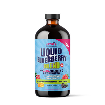 Liquid Elderberry Blend With Zinc, Vitamin C & Echinacea: (22mg Zinc Picolinate; 500mg Vitamin C) - NaturalHerbalLabs