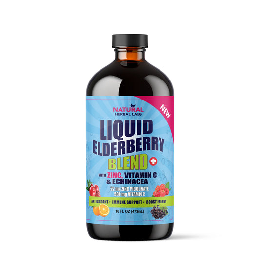Liquid Elderberry Blend With Zinc, Vitamin C & Echinacea: (22mg Zinc Picolinate; 500mg Vitamin C) - NaturalHerbalLabs