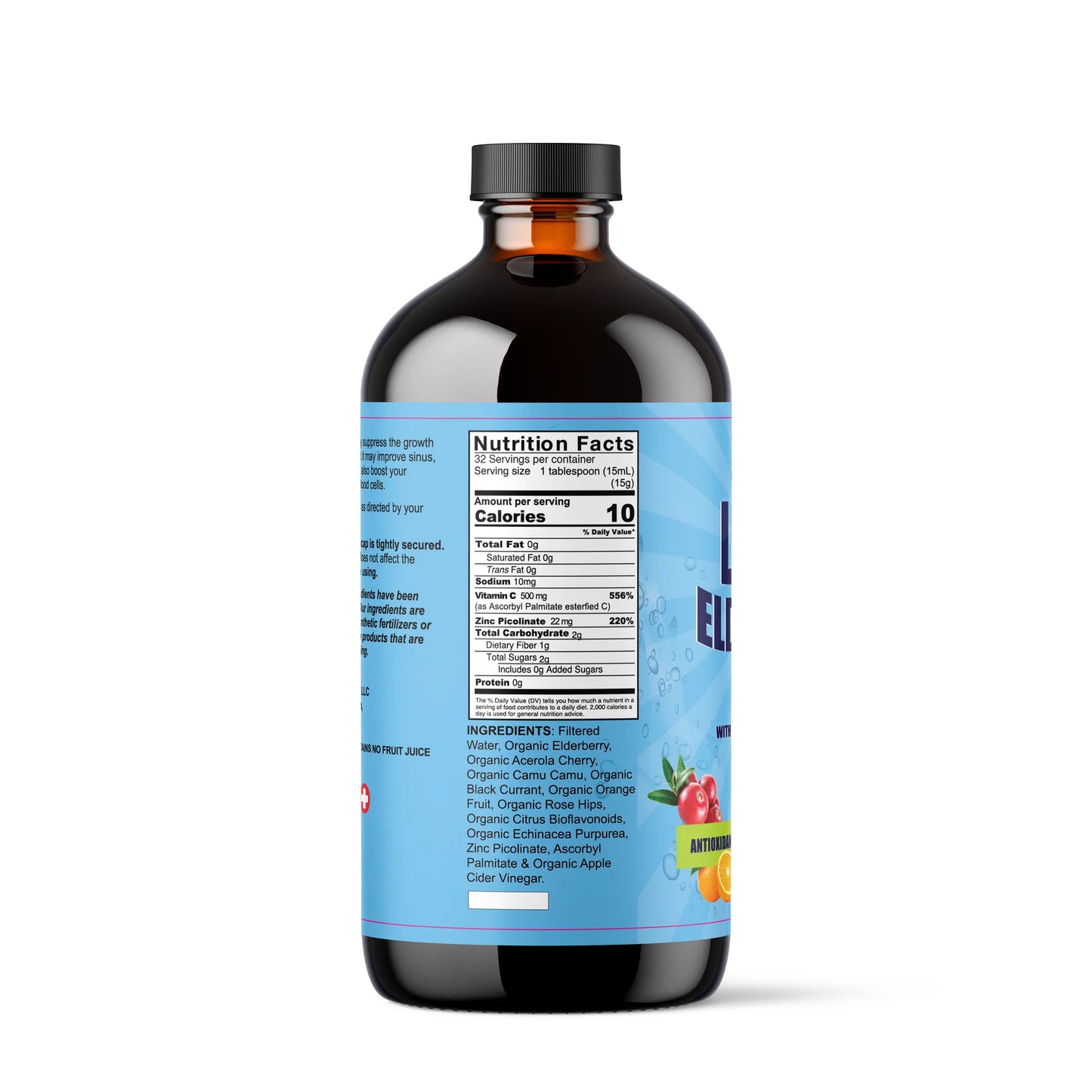 Liquid Elderberry Blend With Zinc, Vitamin C & Echinacea: (22mg Zinc Picolinate; 500mg Vitamin C) - NaturalHerbalLabs