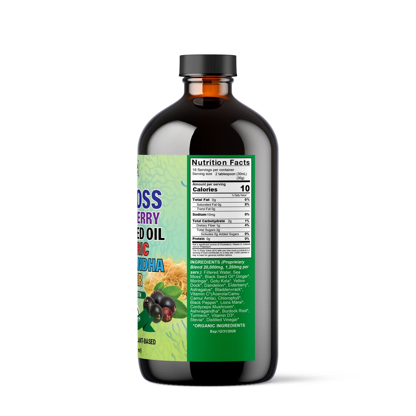 Seamoss,Elerberry,Blackseed,Turmeric,Ashwagandha,Ginger (Extra Strength) - NaturalHerabalLabs