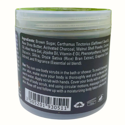 Activated Charcoal Body Scrub Infused with Shea Butter & Aloe Vera